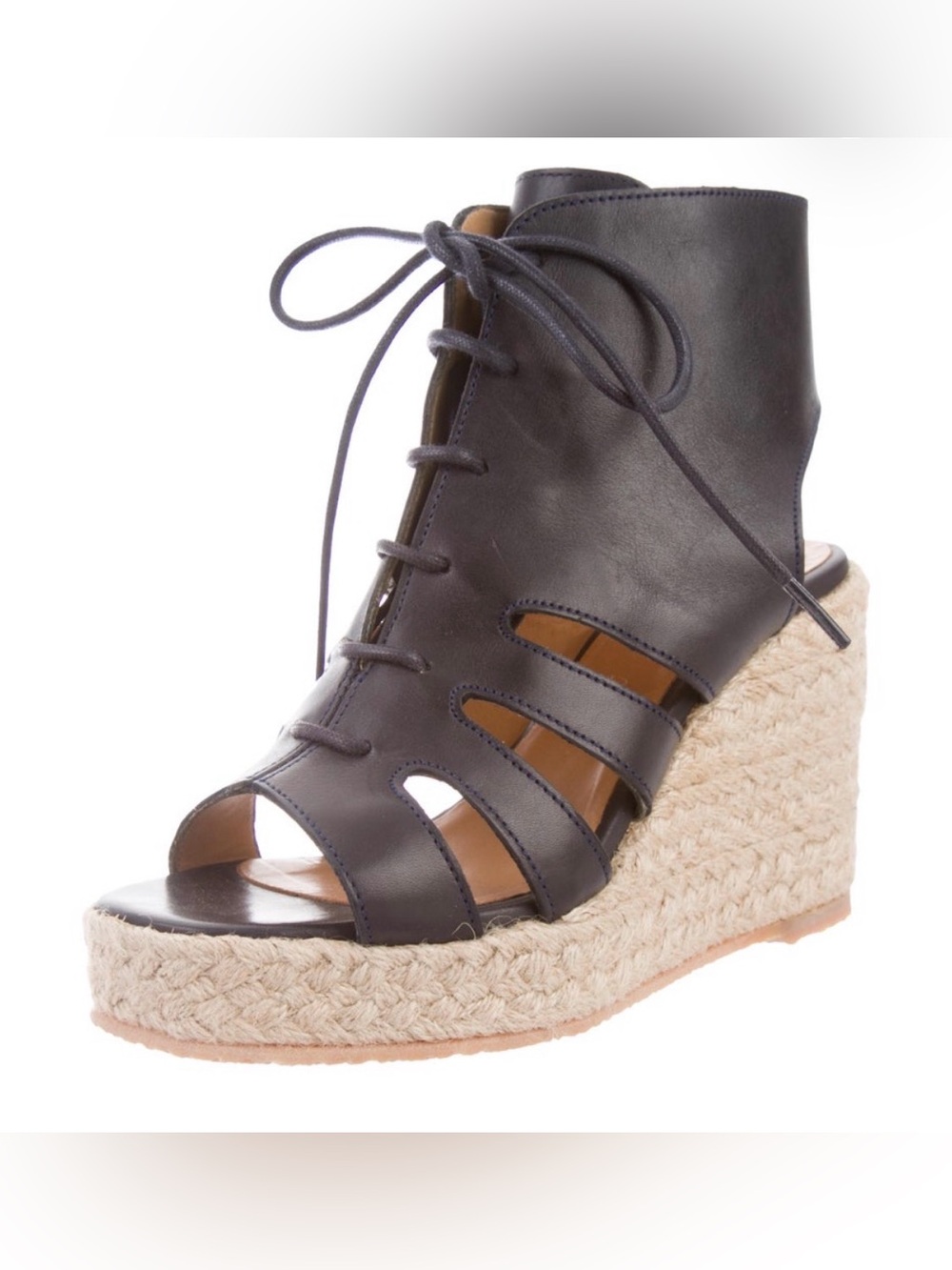 A.P.C.
Navy Leather Wedge Sandals
Women's Size: 7